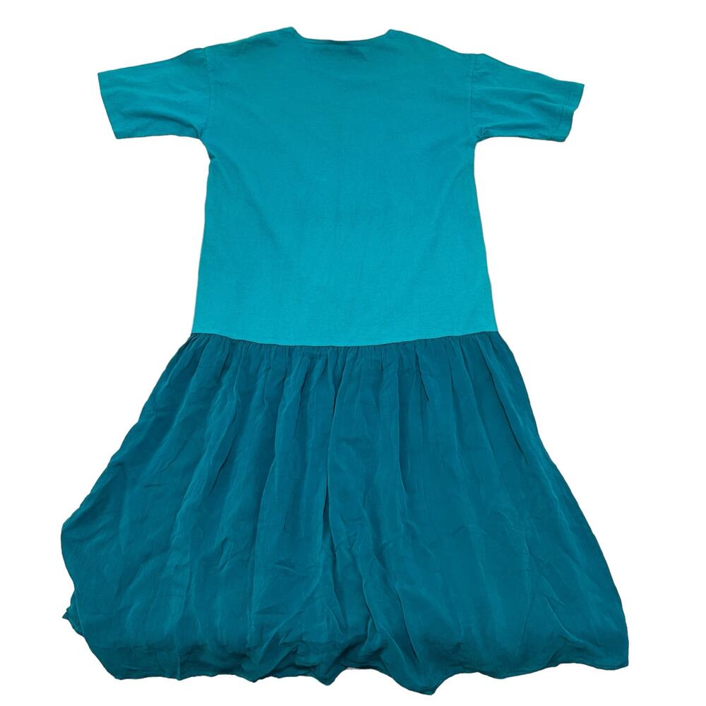 Johnny Was Embroidered T-Shirt Maxi Dress Turquoise Tribal M Boho Folk Indie - Picture 4 of 15